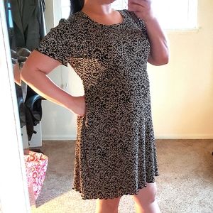 Dressbarn Dress Black and Cream Size XL Stretch Crinkle Fabric